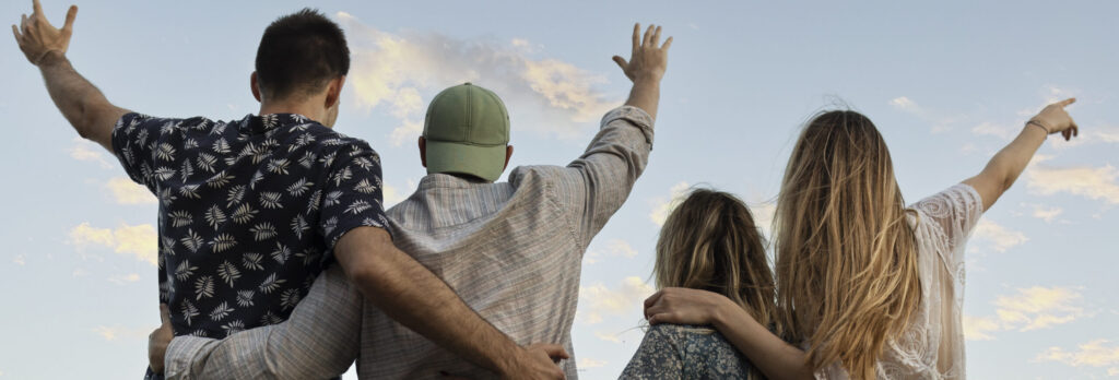 Friends embracing